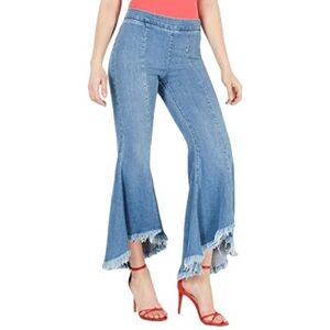 Guess Sofia 1981 High Rise Frayed Ankle Light Blue Flare Jeans